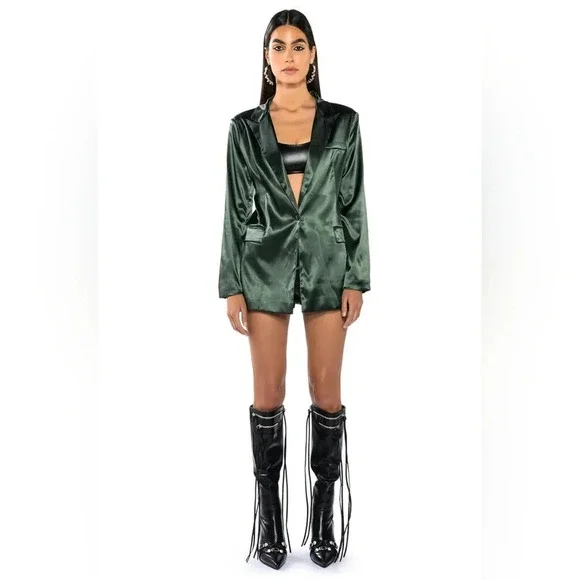 Akira Label - All The Right Moves Satin Blazer - Picture 2 of 9